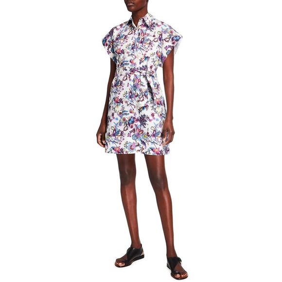 Givenchy Wallpaper Vines Floral Print Cotton Poplin Belted Dress - Picture 1 of 8